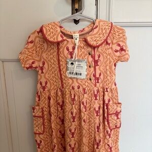 Kate Quinn Orange and Pink Sundress with Peter Pan Collar